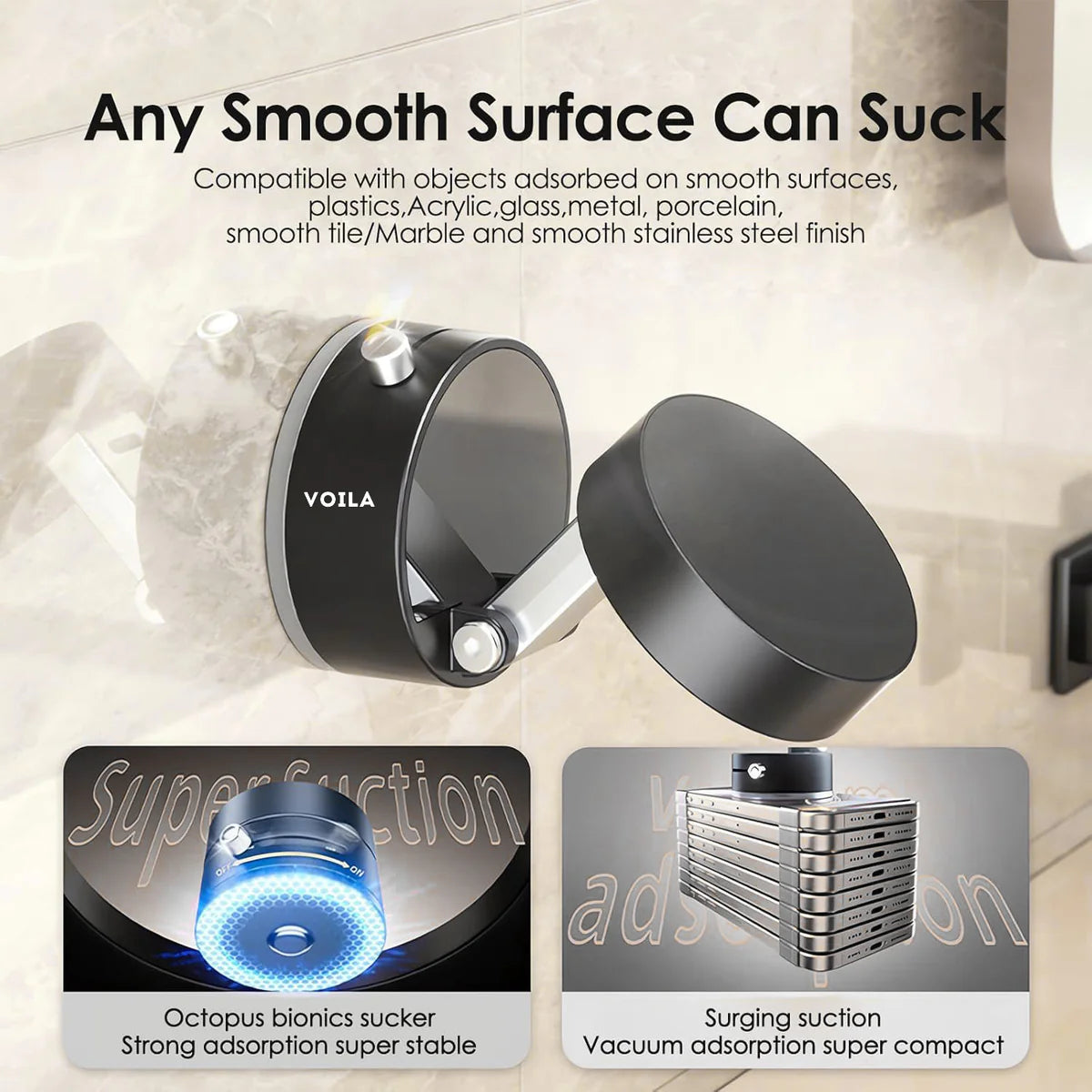 360° Rotation Hands-Free Magnetic Cell Phone Holder for Car Mirror & All Smooth Surface