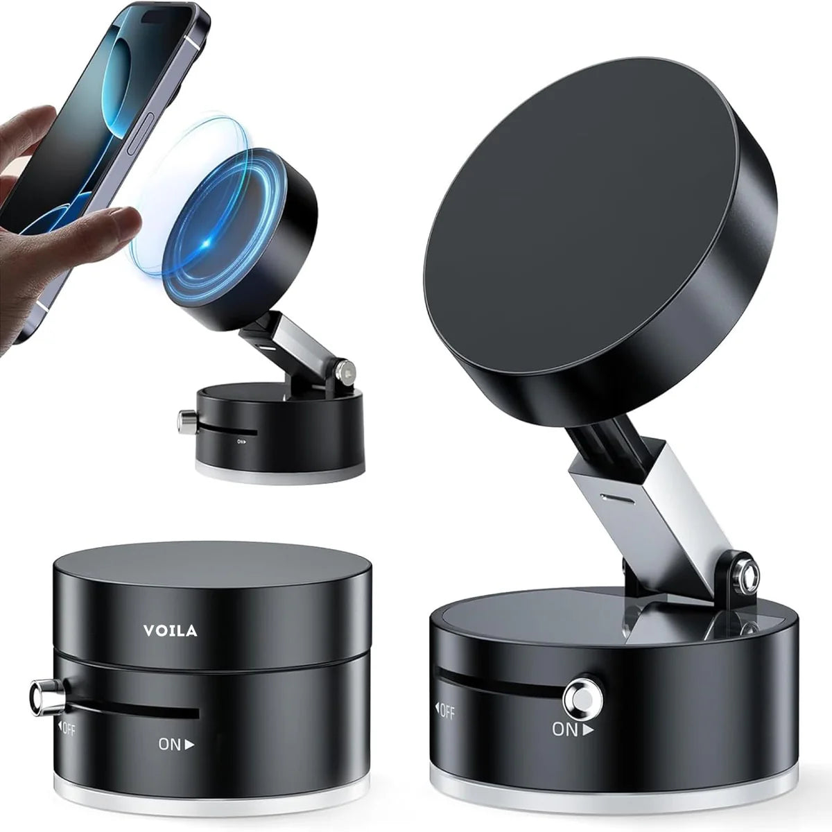 360° Rotation Hands-Free Magnetic Cell Phone Holder for Car Mirror & All Smooth Surface